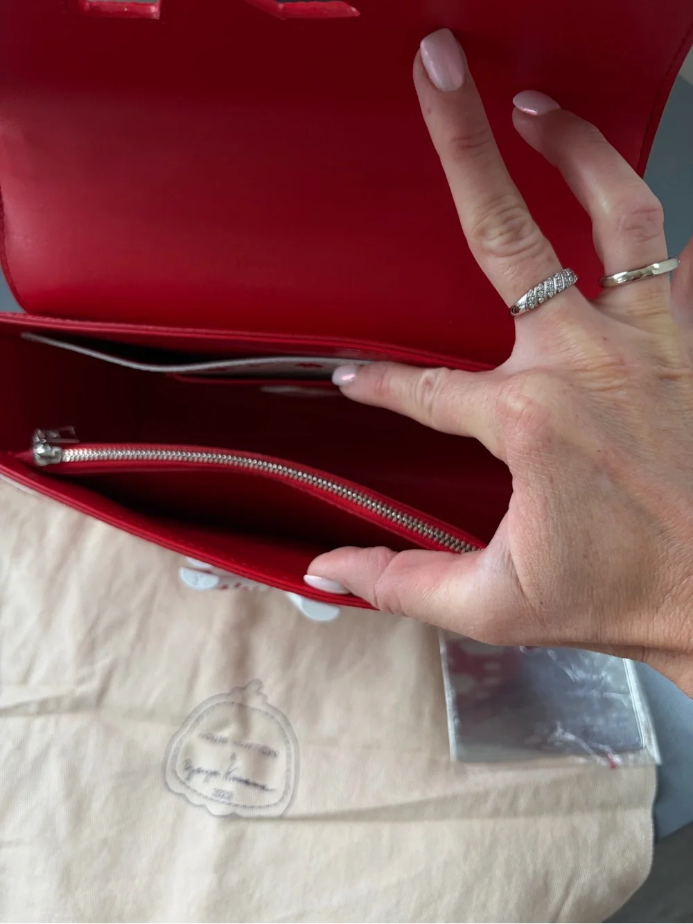 Louis Vuitton Red and White Polka Dot Chain Shoulder Bag